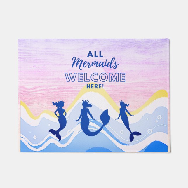 Felpudo Mermaid Trio | Todas las Sirenas de Bienvenida (Anverso)