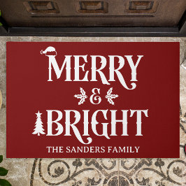 Felpudo Merry and Bright Cute Christmas Family