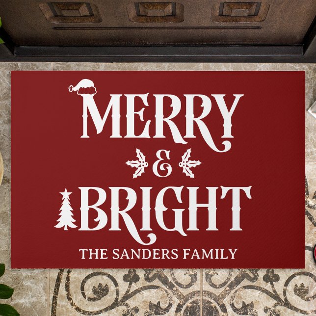 Felpudo Merry and Bright Cute Christmas Family (Subido por el creador)