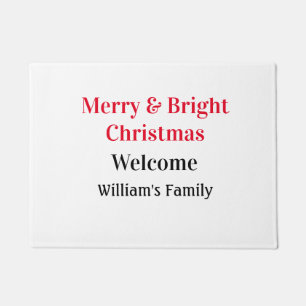 Felpudo Merry Bright Navidad añadir nombre de familia bien