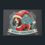 Felpudo Merry Christmas Bluetick Coonhound Dog Santa Hat<br><div class="desc">Extienda una bienvenida festiva con nuestro ‘Merry Christmas Bluetick Coonhound Dog Santa Hat Doormat'. Este cálido porro muestra a un adorable perro de la Cocina Azul adornado con un sombrero de Papá Noel, que esparce el espíritu de las vacaciones a su puerta. Añade un toque de alegría a tu entrada...</div>