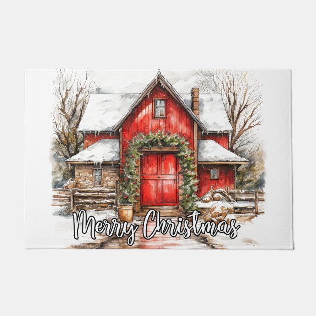 Felpudo Merry Christmas Country Farmhouse (Anverso)