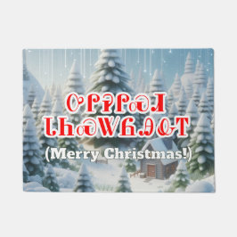 Felpudo Merry Christmas in Cherokee Snowy Background