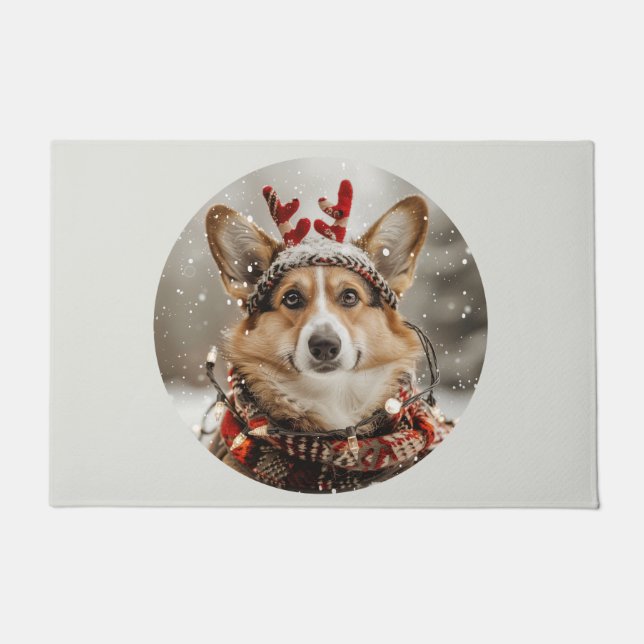 Felpudo Merry Christmas Pembroke Welsh Corgi Dog (Anverso)