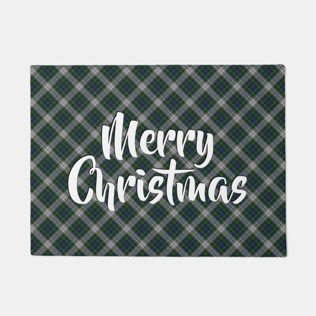 Felpudo Merry Christmas Plaid Campbell Tartan (Anverso)