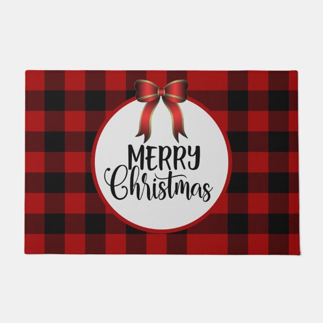 Felpudo Merry Christmas Plaid Doormat (Anverso)