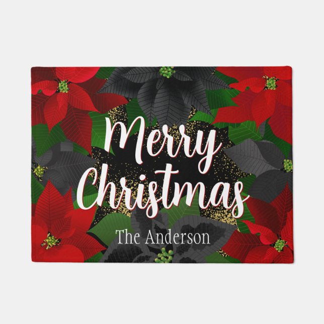 Felpudo Merry Christmas Poinsettias (Anverso)