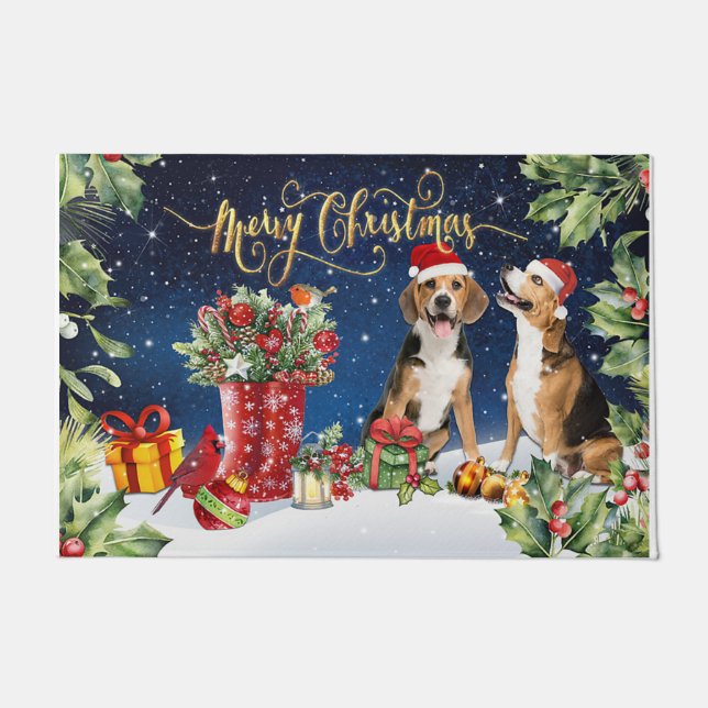 Felpudo Merry Christmas Present, Xmas Dogs (Anverso)