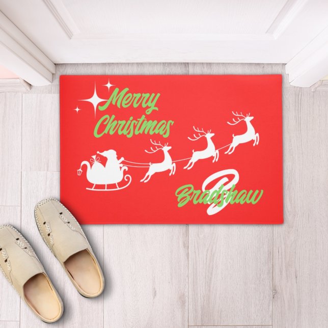 Felpudo Merry Christmas Santa's Sleigh Red (Subido por el creador)