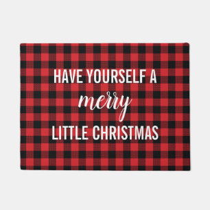 Felpudo Merry Little Navidades Buffalo Check Plaid Doormat