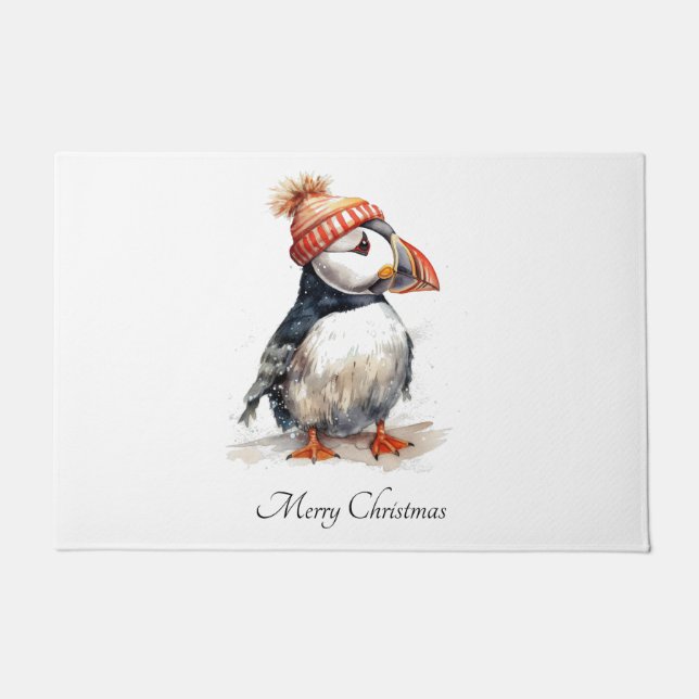Felpudo Merry Puffin, personalizado (Anverso)