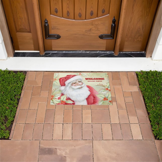 Felpudo Merry Santa Clause | Personalizado de bienvenida (Exterior)