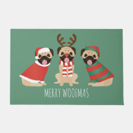 Felpudo Merry Woofmas Pug Dogs