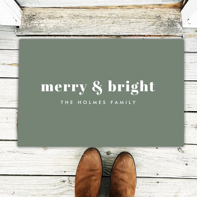 Felpudo Merry y Bright | Navidades mínimos modernos Verde (Subido por el creador)