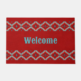 Felpudo Mesas del Suroeste Rojo y Turquesa Personalizadas