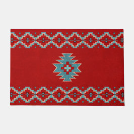 Felpudo Mesas del Suroeste Rojo y Turquesa Personalizadas