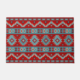 Felpudo Mesas del Suroeste Turquesa y Rojo