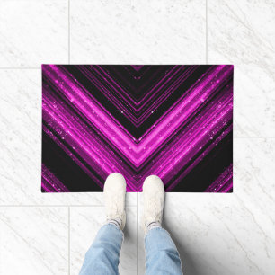 Felpudo Metalizado brillante rosa magenta negro Chevron