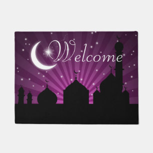 Felpudo Mezquita Silhouette Purple Night Welcome Mat