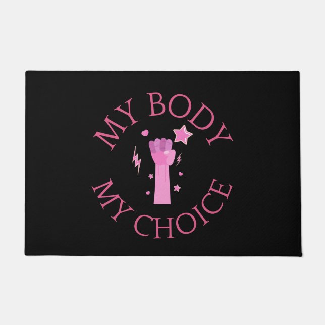 Felpudo Mi cuerpo mi elección Feminista Rosa (Anverso)