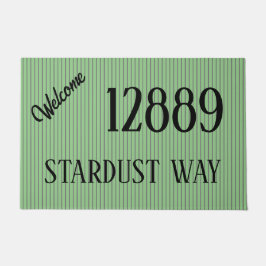 Felpudo Mi dirección en una puerta verde