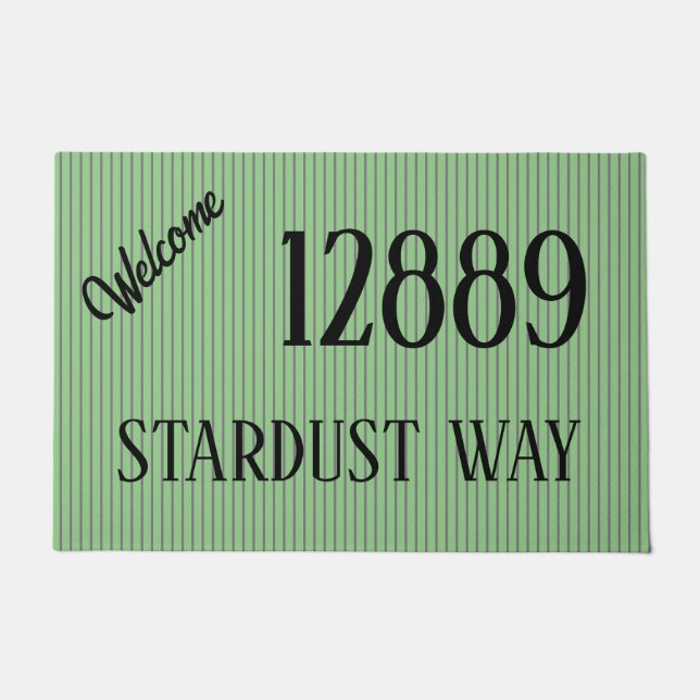 Felpudo Mi dirección en una puerta verde (Anverso)