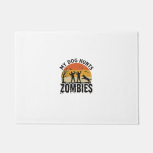 Felpudo Mi perro caza zombies vintage arte de perro de Hal