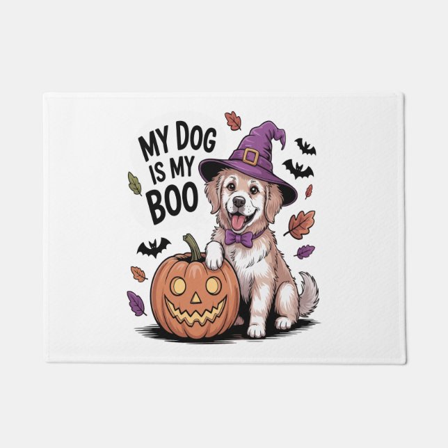 Felpudo Mi perro es mi Boo Halloween (Anverso)