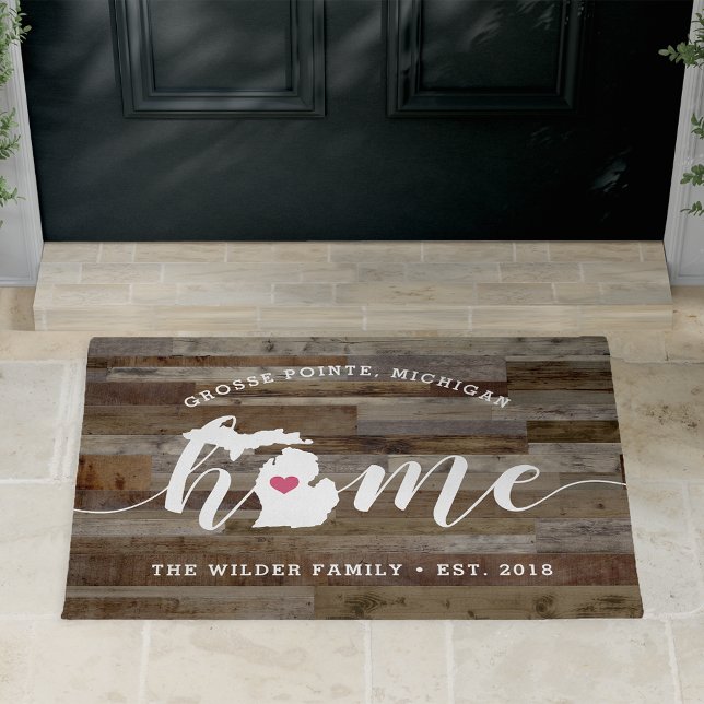 Felpudo Michigan Home State Personalizado Wood Look (Subido por el creador)