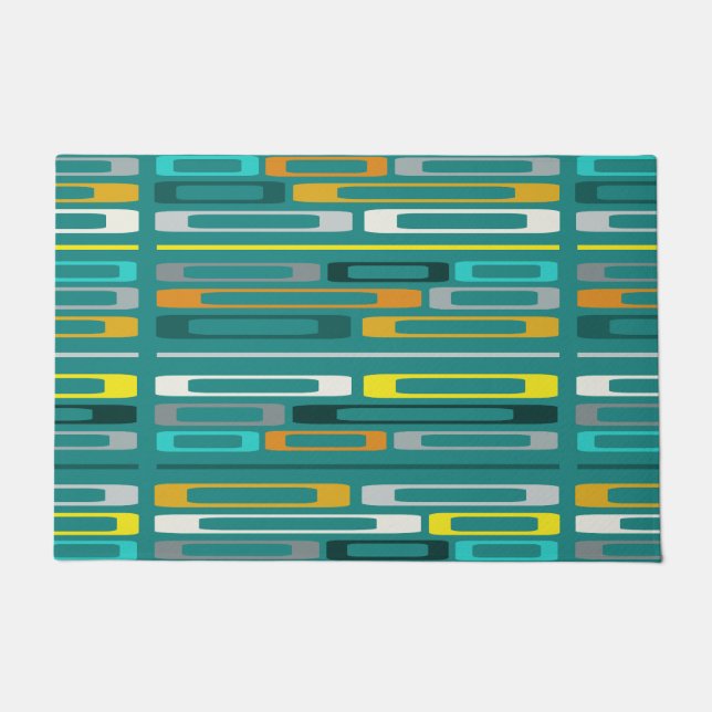 Felpudo Mid Century Retro Flat Rocks Turquoise (Anverso)