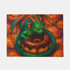 Felpudo Mini Dragón verde lindo y arte de fantasía de donu