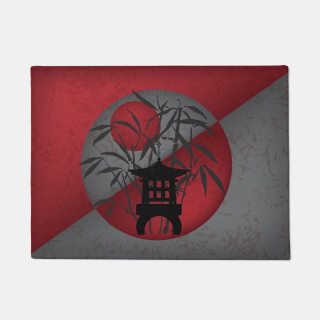 Felpudo Mini pagoda luna de bambú rojo (Anverso)