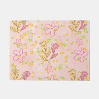 Felpudo Minimal Floral Doodle Pattern –Pastel Pink pattern