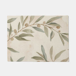 Felpudo Minimalist Botanical Olive Branch Area Rug