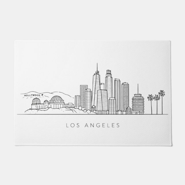 Felpudo Minimalist Los Angeles Skyline Illustration (Anverso)