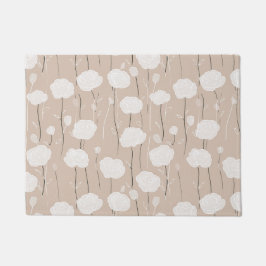 Felpudo Minimalist Pastel Rose White Floral Pattern