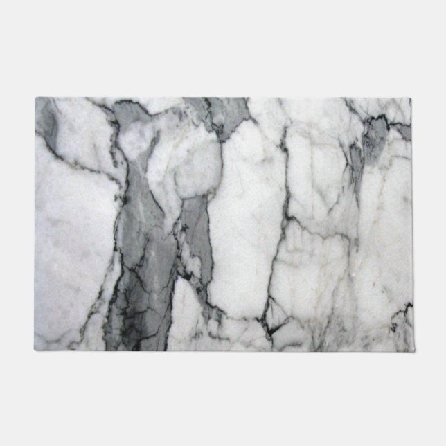 Felpudo mínimo escandinavo moderno moda gris mármol blanco (Anverso)