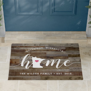 Felpudo Minnesota Home State Personalizado Wood Look