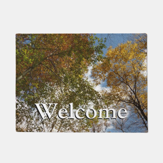 Felpudo Mirando hacia arriba la naturaleza otoñal de las h (Anverso)