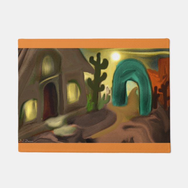 Felpudo Misión española en el suroeste de arte abstracto (Anverso)