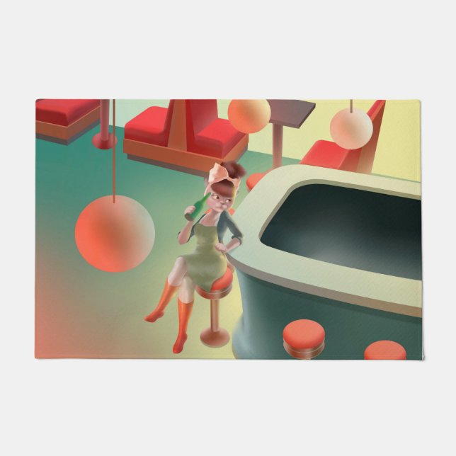 Felpudo Miss Meow - Serie nocturna de bares (Anverso)