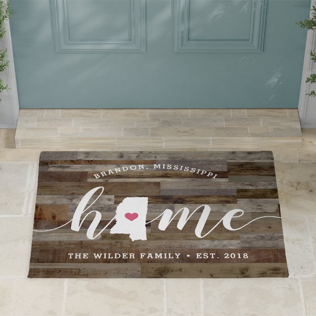 Felpudo Mississippi Home State Personalizado Wood Look (Subido por el creador)