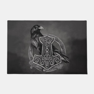 Felpudo Mjolnir - el martillo del Thor y del cuervo