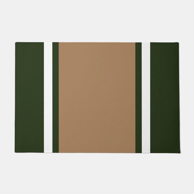 Felpudo Mocha retro negrita franjas de Carreras verde oscu (Anverso)