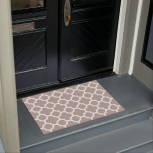 Felpudo Moda Beige Gris Retro Cute Trellis Patrón