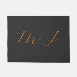 Felpudo Moda caligrafía naranja gris monograma nombre inic