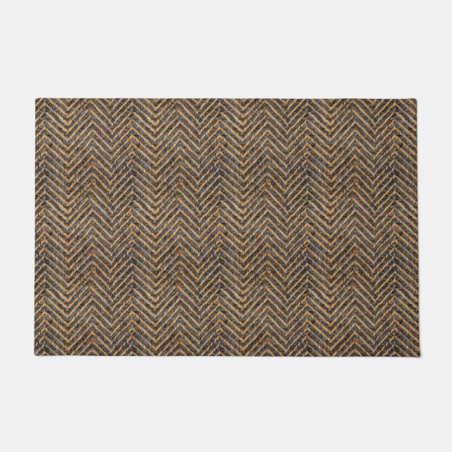 Felpudo Moda chevron amarillo negro (Anverso)