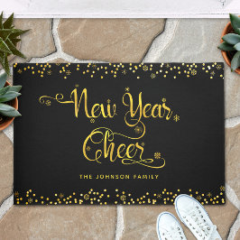 Felpudo Moda de Año Nuevo Cheque Oro Copos de Nieve Perso