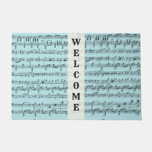 Felpudo Moda de bienvenida de la música de la hoja azul
