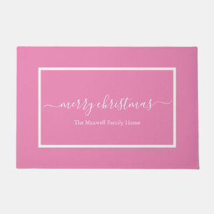 Felpudo Moda de escritura rosa nombre de familia Feliz Nav
